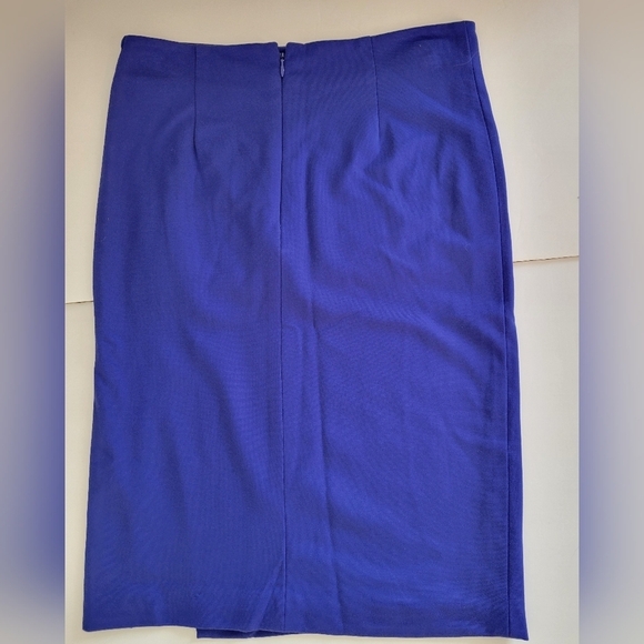 Chelsea & Theodore Royal Blue Side Slit Back Zip Up Midi Pencil Skirt - Picture 2 of 7